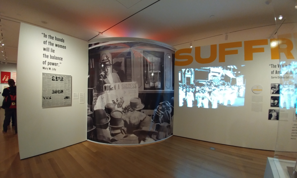 The Museum of the City of New York was preparing a major new exhibit for the fall – “Beyond Suffrage – A Century of New York Women in Politics” – and our printed walls are installed with sheer fabric you could see through