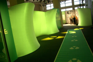 These white walls are green with light, our fabric is a fantastic surface.