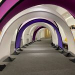 Wizard Studio Events collaborated with The Originators Design to install their Crossway Arch Entryway. Fabrics of many colors, creates the pathway and ambience with the rhythm of the Arches.