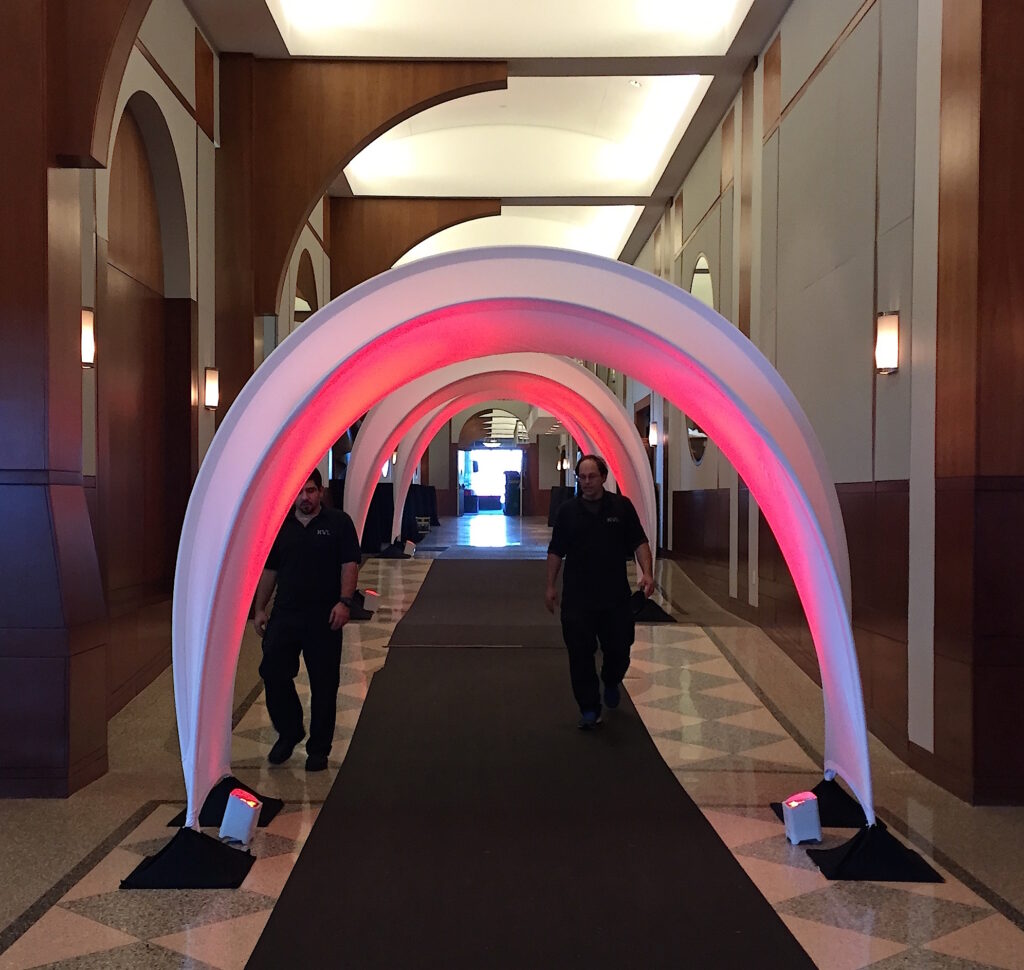 Originators Design tension fabric structures crossway arches clearly create an entryway